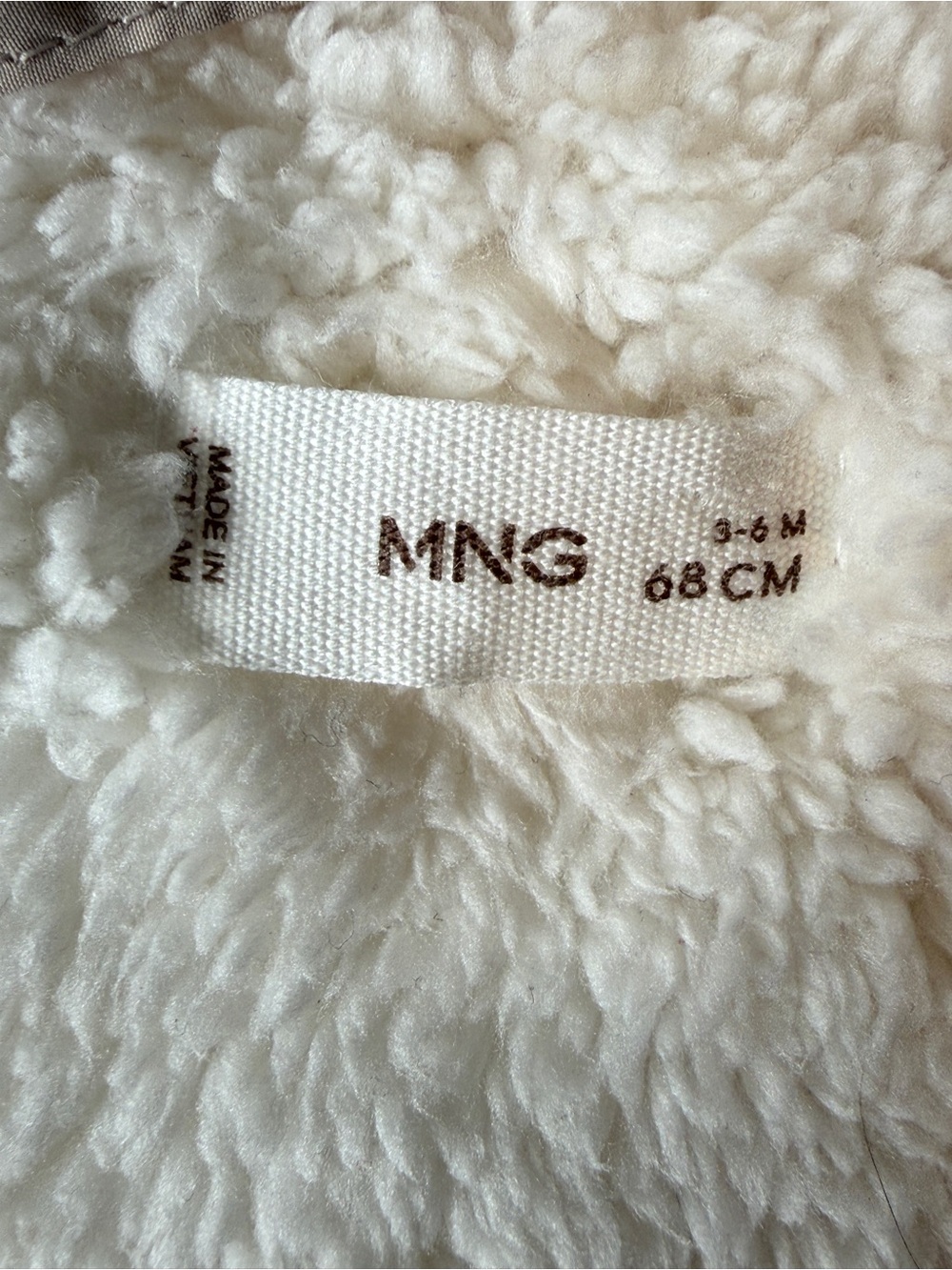 MANGO Baby Puffer Tan Hooded Jacket with Sherpa Lining - 3-6 months - Picture 3 of 7